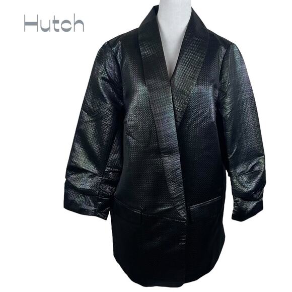 Anthropologie Hutch Iridescent Metallic Gray Glam Event Jacket NWOT Size XL - Picture 2 of 12